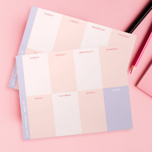 Cute Pink Purple School Weekly Planner Notepad