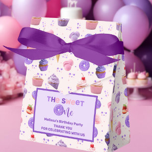 Cute Pink Purple Sweet One First Birthday  Favour Box