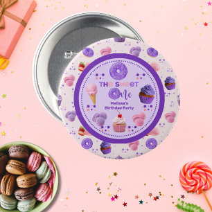 Cute Pink Purple Sweet One Girl's Birthday  7.5 Cm Round Badge