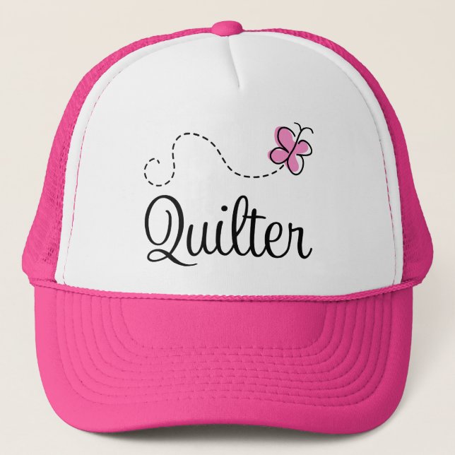 Cute Pink Quilter Gift Trucker Hat (Front)