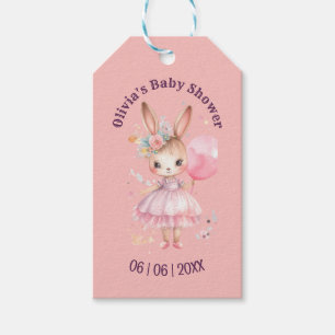 Cute Pink Rabbit Baby Shower Gift Tags