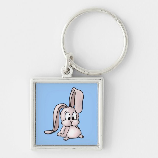 Cute Pink Rabbit Cartoon Key Ring (Front)
