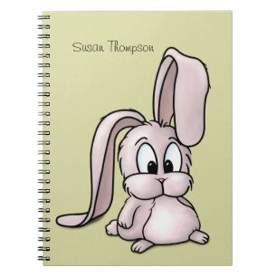 Cute Pink Rabbit Cartoon Spiral Notebook