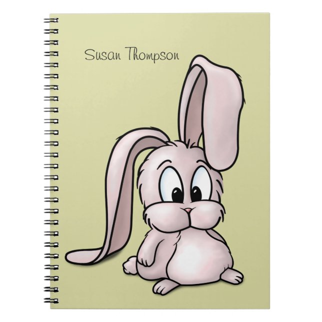 Cute Pink Rabbit Cartoon Spiral Notebook (Front)