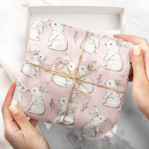 Cute Pink Rabbit Easter Pattern Wrapping Paper