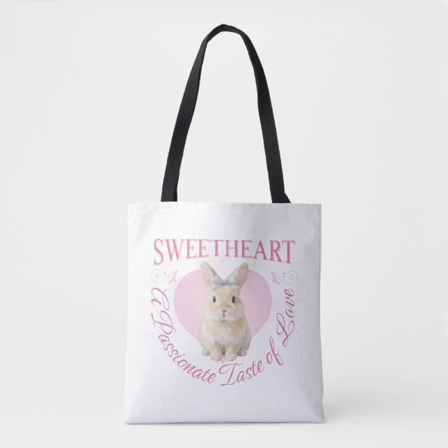 Cute Pink Rabbit Tote Bag (Front)