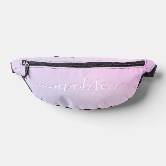 Cute Pink Rainbow Custom Name Bum Bags (Lay Down)