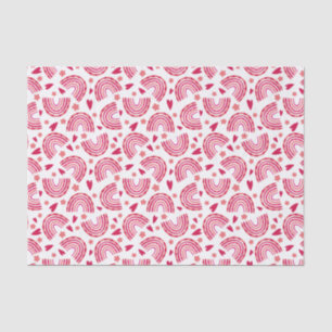 Cute Pink Rainbow & Hearts Pattern Kids Tissue Paper