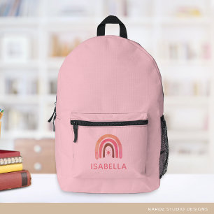 Cute Pink Rainbow Personalised Girl School  Printed Backpack