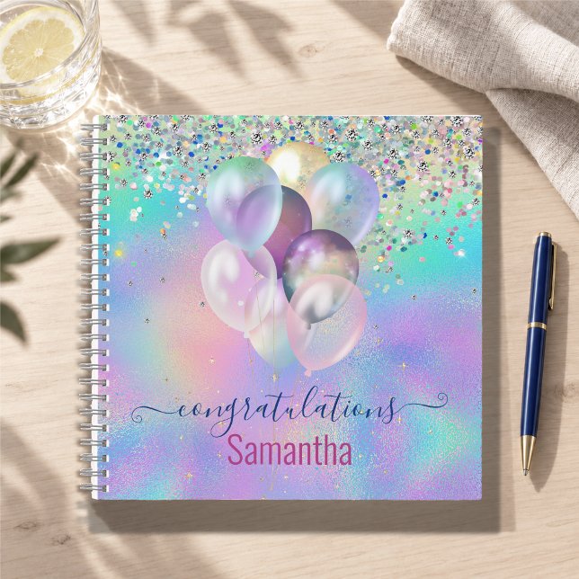 Cute Pink Rainbow unicorn Glitter monogram Noteboo Notebook (Creator Uploaded)