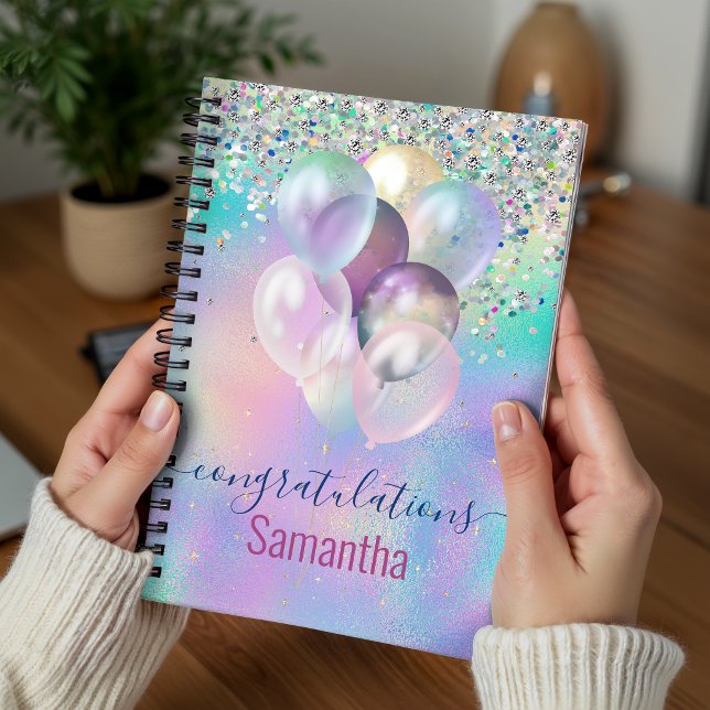Cute Pink Rainbow unicorn Glitter monogram Noteboo Planner (Creator Uploaded)