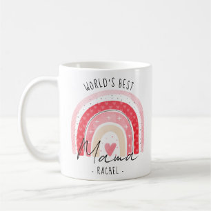 Cute Pink Rainbow World's Best Mama Valentine Day Coffee Mug