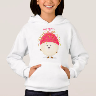 Cute pink rambutan cartoon illustration
