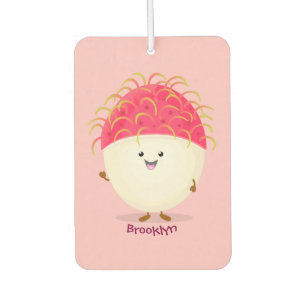 Cute pink rambutan cartoon illustration car air freshener