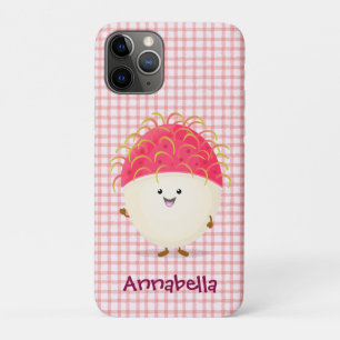 Cute pink rambutan cartoon illustration Case-Mate iPhone case