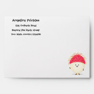Cute pink rambutan cartoon illustration envelope