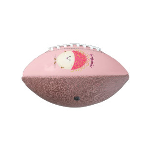 Cute pink rambutan cartoon illustration football