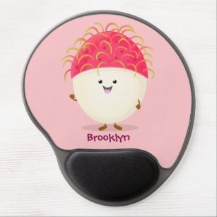 Cute pink rambutan cartoon illustration gel mouse pad