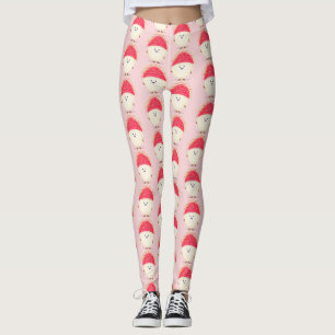 Cute pink rambutan cartoon illustration leggings