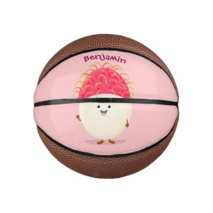 Cute pink rambutan cartoon illustration mini basketball