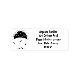 Cute pink rambutan cartoon illustration rubber stamp