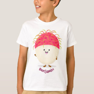 Cute pink rambutan cartoon illustration T-Shirt