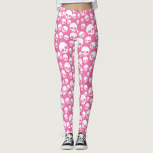 Cute Pink Random Skulls Pattern Leggings