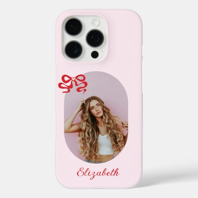  Cute Pink Red Bow Photo Case-Mate iPhone Case (Back)