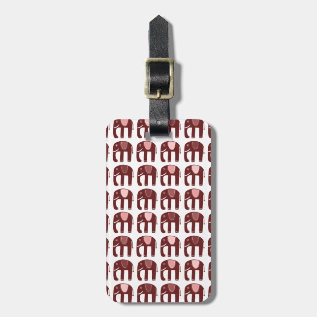 Cute Pink Red Elephants Pattern CUSTOMIZED Luggage Tag (Front Vertical)