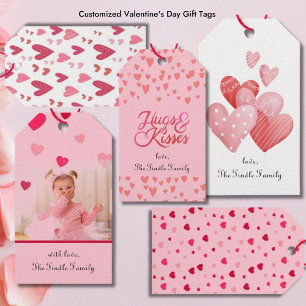 Cute Pink Red Heart Valentines Gift Tags