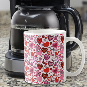 Cute Pink Red Hearts Blush Love Pattern Coffee Mug