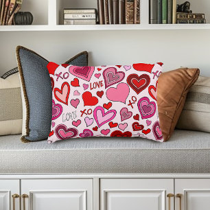 Cute Pink Red Hearts Blush Love Pattern Decorative Cushion
