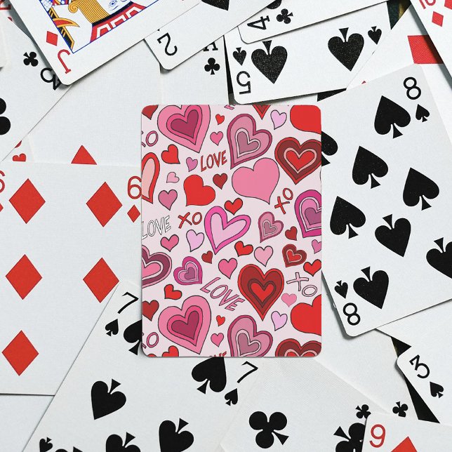 Cute Pink Red Hearts Blush Love Pattern Playing Cards (Creator Uploaded)