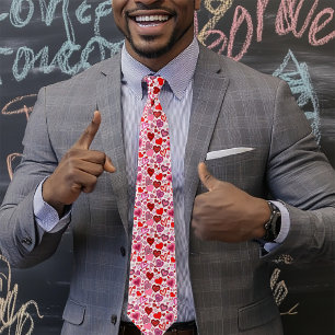 Cute Pink Red Hearts Blush Love Pattern Tie