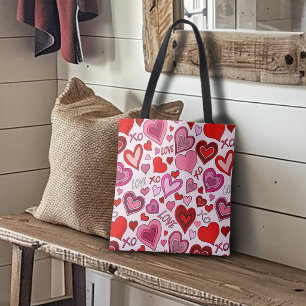 Cute Pink Red Hearts Blush Love Pattern Tote Bag