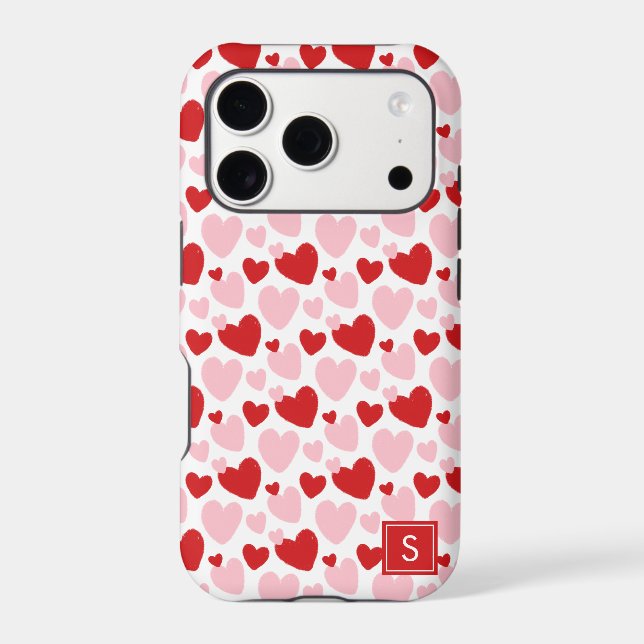 Cute Pink Red Speckled Heart Pattern Personalised (Back)
