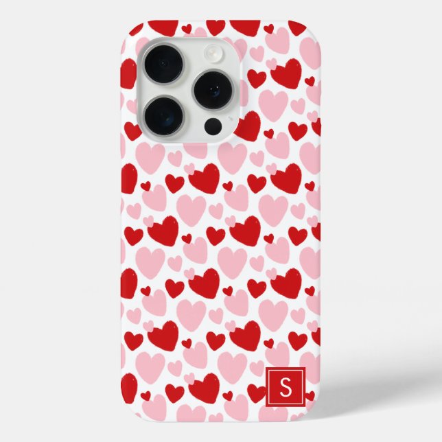 Cute Pink Red Speckled Heart Pattern Personalised Case-Mate iPhone Case (Back)