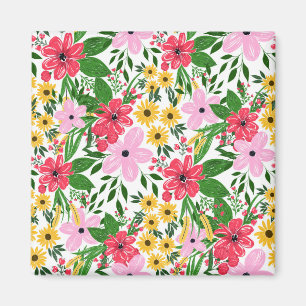 Cute Pink Red Spring Floral Hand Paint Design Magnet