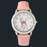 cute pink reindeer christmas personalised girl watch<br><div class="desc">cute pink reindeer christmas personalised girl Watch</div>