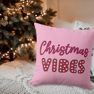 Cute Pink Retro Christmas Vibes Cushion