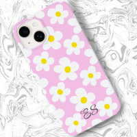 Cute pink retro daisies on girly floral