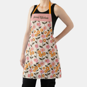 Cute Pink retro floral Apron