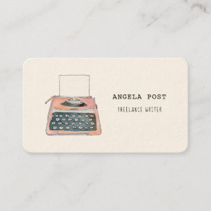 Cute pink retro typewriter Business Card