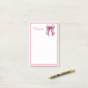 Cute Pink Ribbon Bow Coquette Aesthetic Lined Note