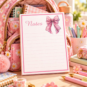Cute Pink Ribbon Bow Coquette Aesthetic Lined Note