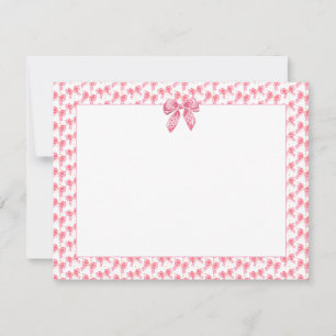 Cute Pink Ribbon Bow I Thank You Girly Desk Gift Card