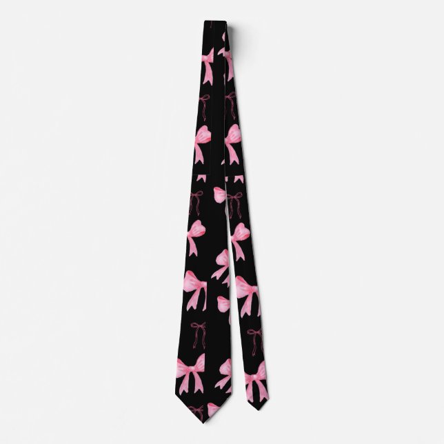Cute Pink Ribbon Bow Pattern Decorative Throw Pill Tie (Front)