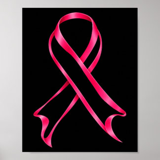 Cute Pink Ribbon Breast Cancer Awareness Women Men Poster