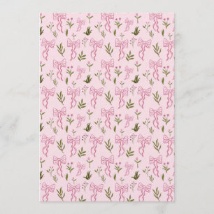 Cute Pink Ribbon Floral Seamless Pattern Invitation