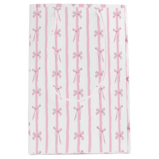 Cute Pink Ribbon Stripe Medium Gift Bag
